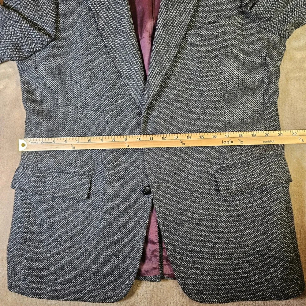 Austin Manor Mens Grey Tweed Blazer Sport Coat 44R Made in USA Two Button 4218-4